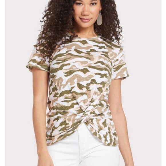 Bobi Revovle camouflage printed t shirt top blouse - Picture 4 of 8